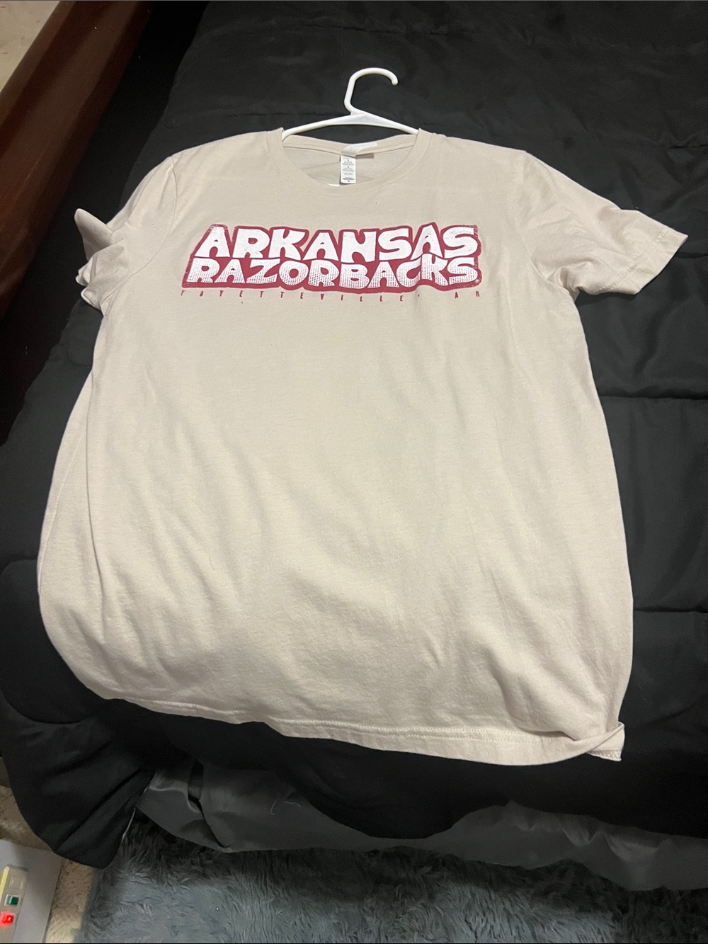 Arkansas Razorbacks Graphic T-Shirt - Light Beige with Red Print
